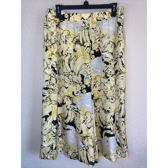 new wide leg pants regency yellow Floral fancy Palazzo M feminine ECI NY - Picture 1 of 7